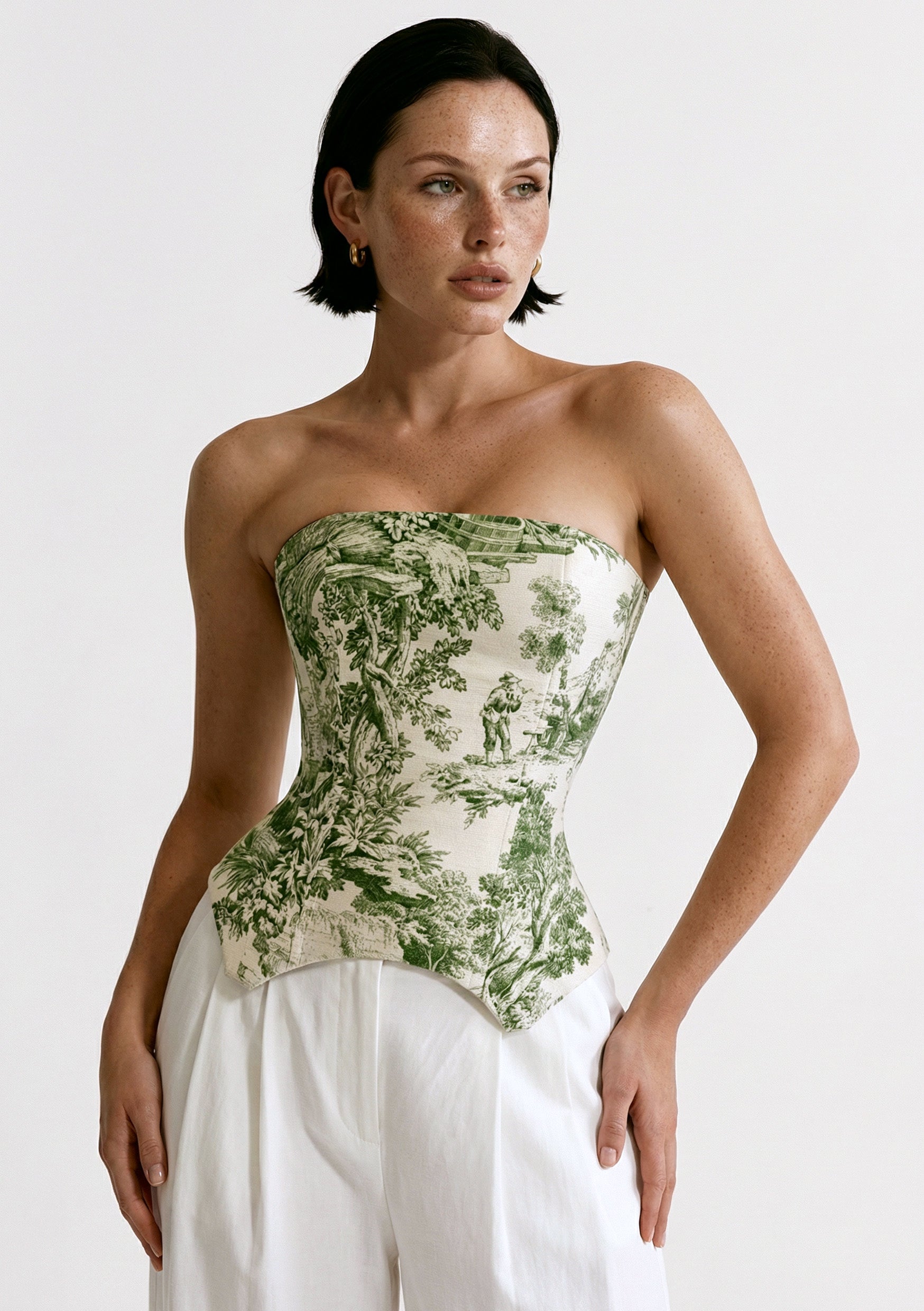 Green Toile Overbust Corset Top - Antique | La Musa