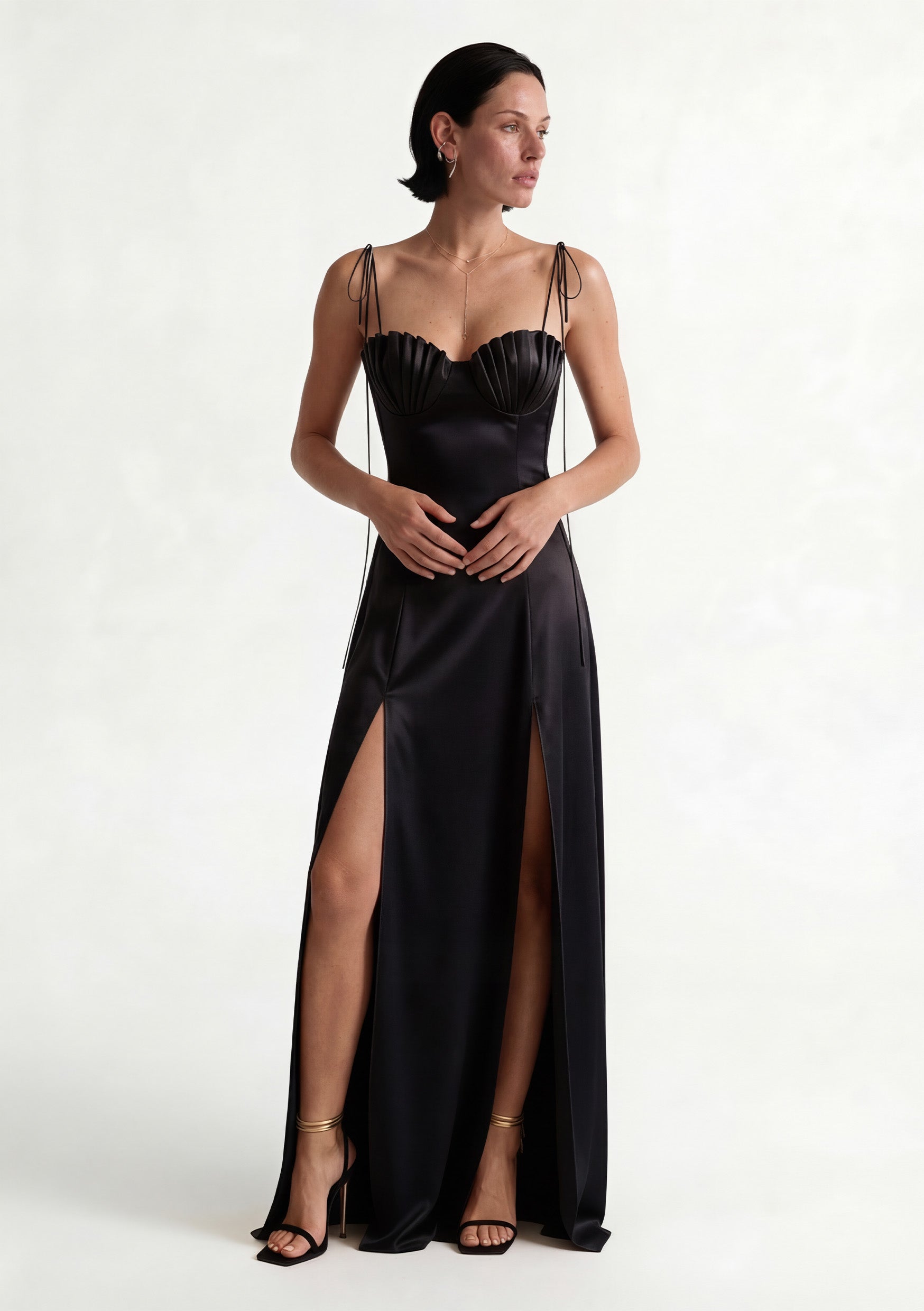 Satin Corset Mermaid Evening Gown - Black Mermaid