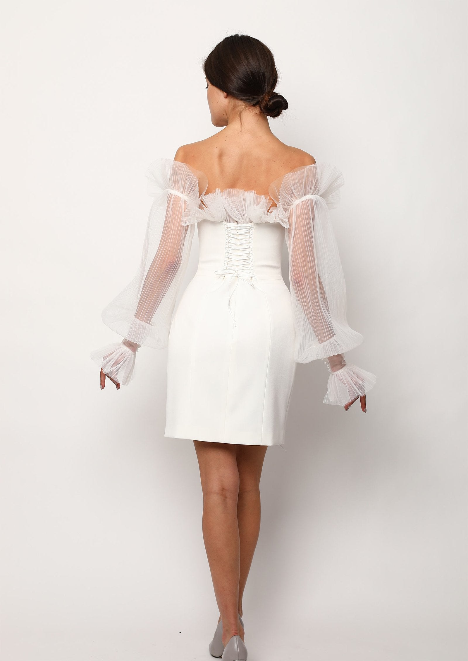 swan mini dress Swan - White Corset Off-Shoulder Mini Dress