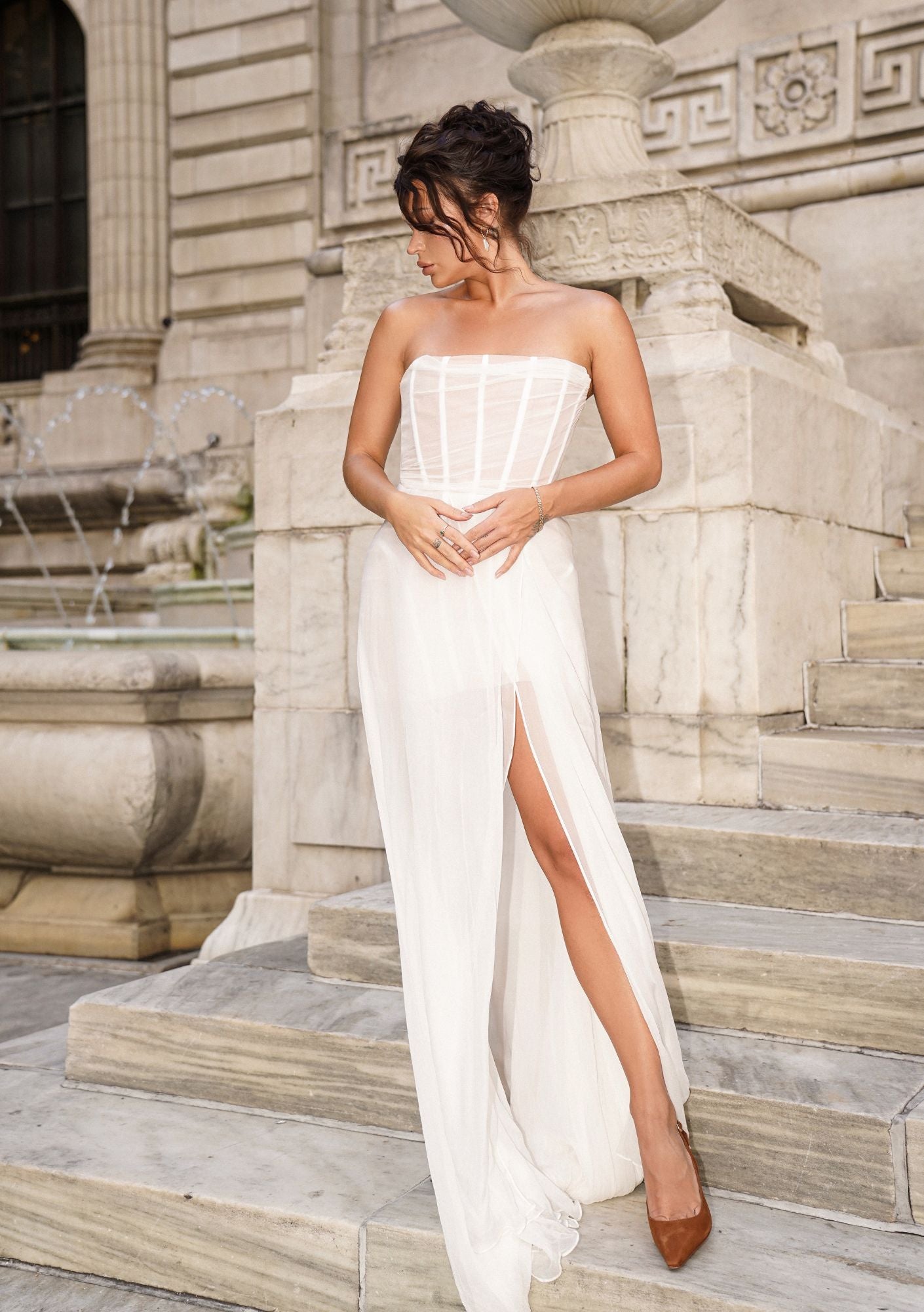 white corset maxi dress Sadie Small a timeless satin gown perfect for the modern bride or any special white Malina Corset Gown - White