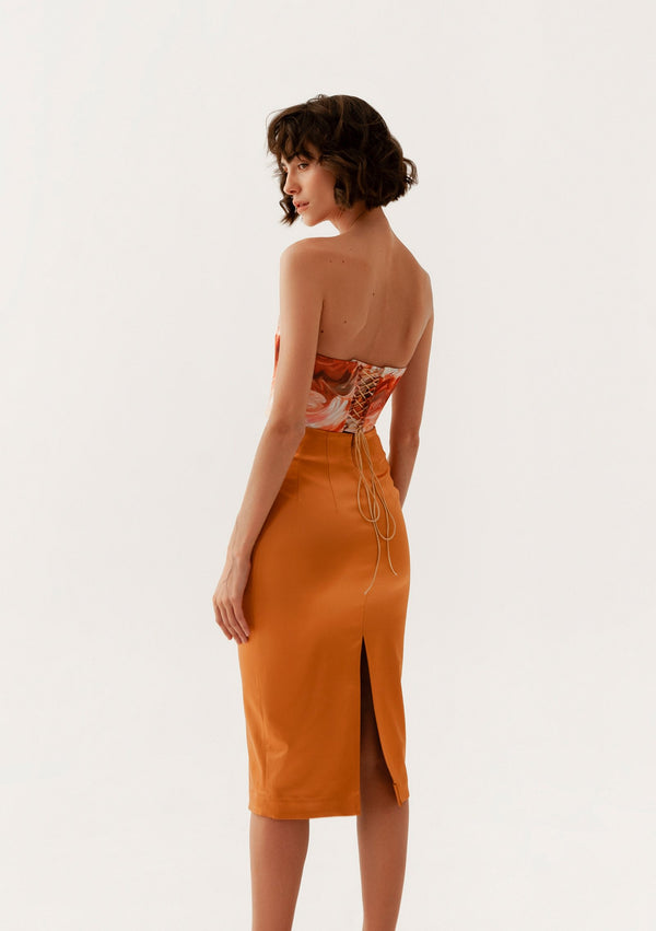 Apricot Pencil Skirt