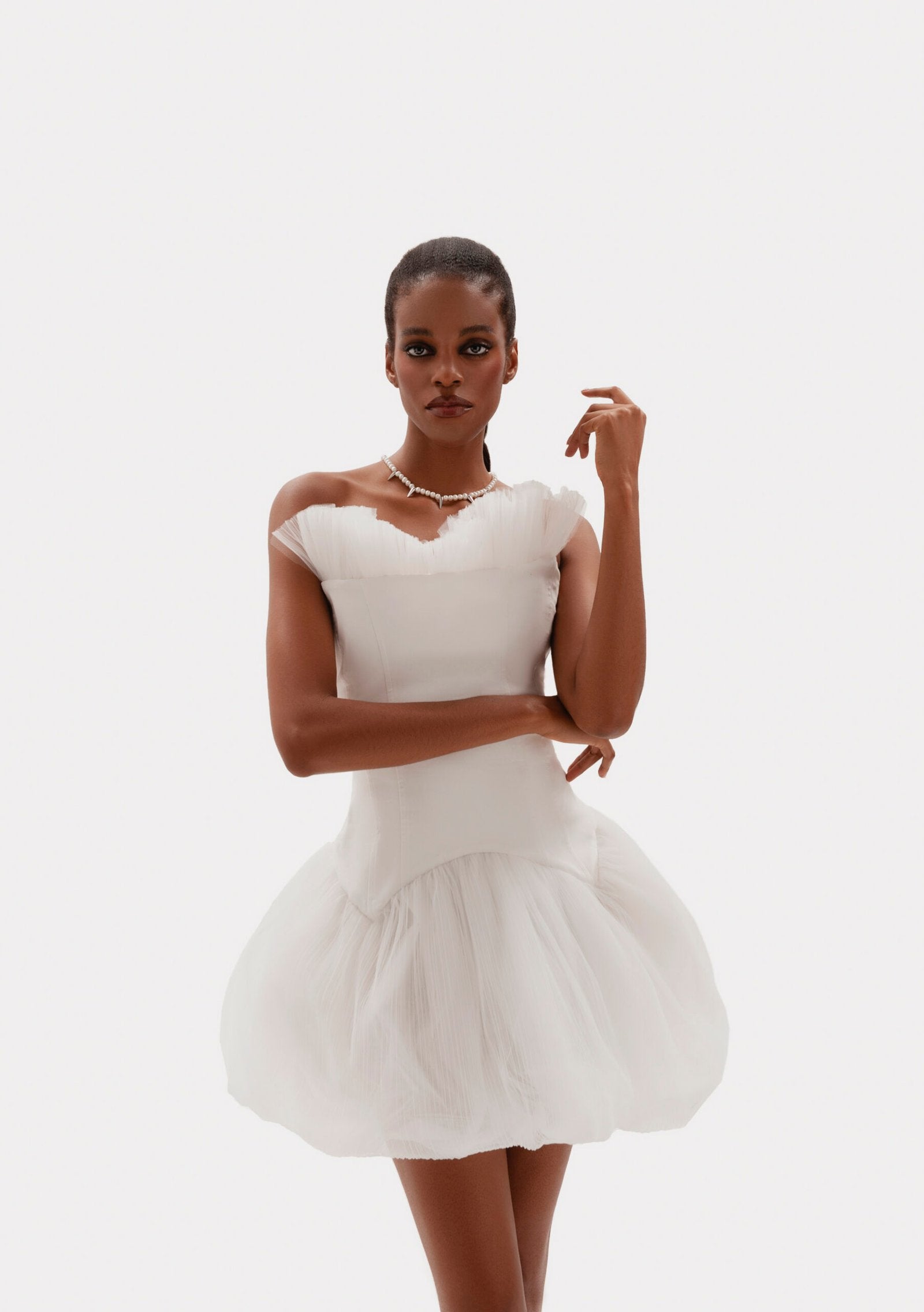 White Tulle Corset Mini Dress - Swan Lake