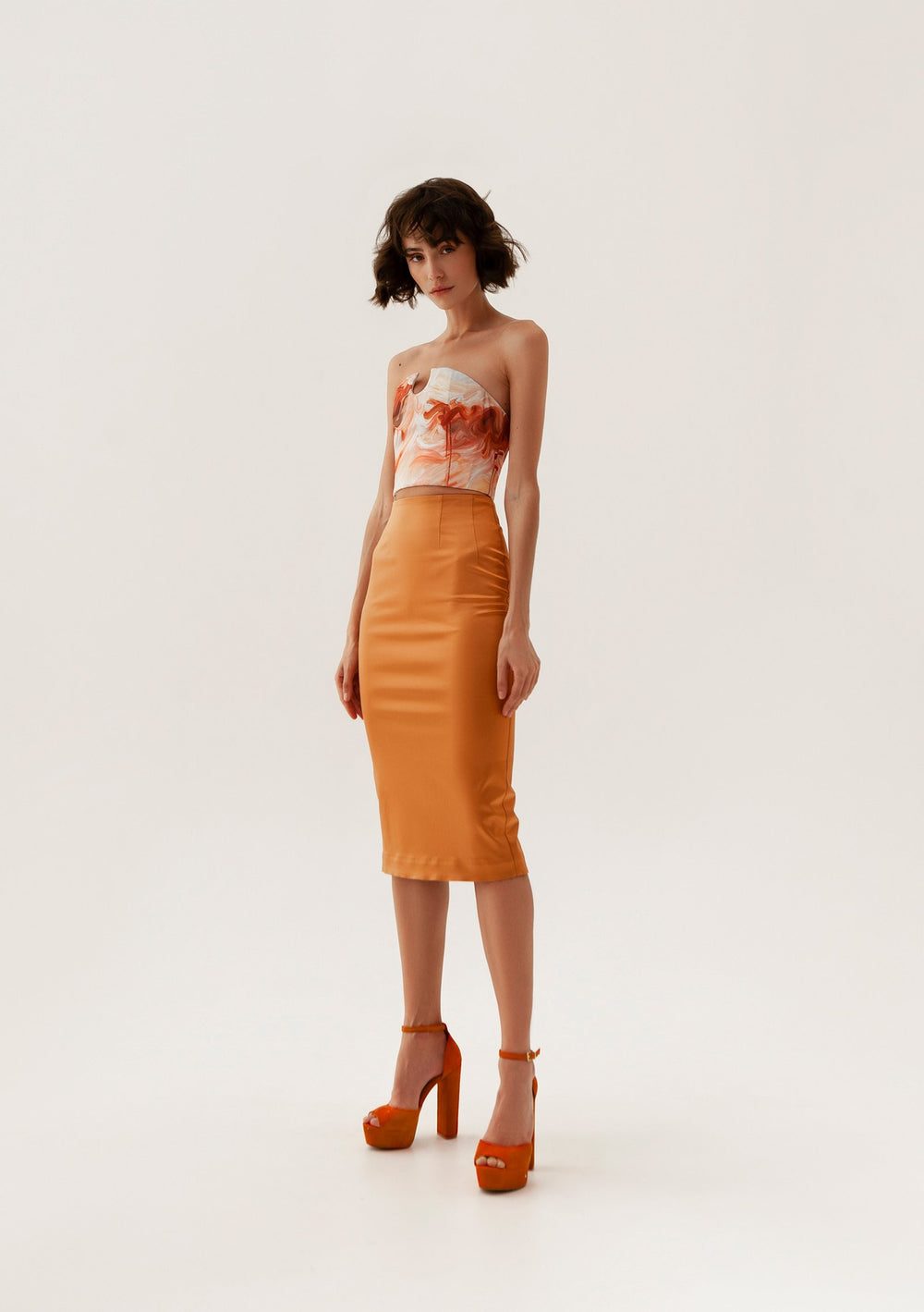 Apricot Pencil Skirt