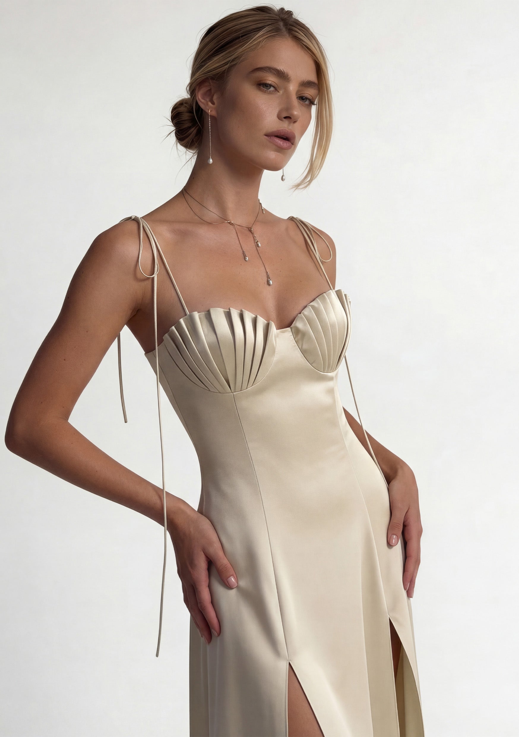 Ivory Satin Corset Mermaid Gown - Milk Mermaid