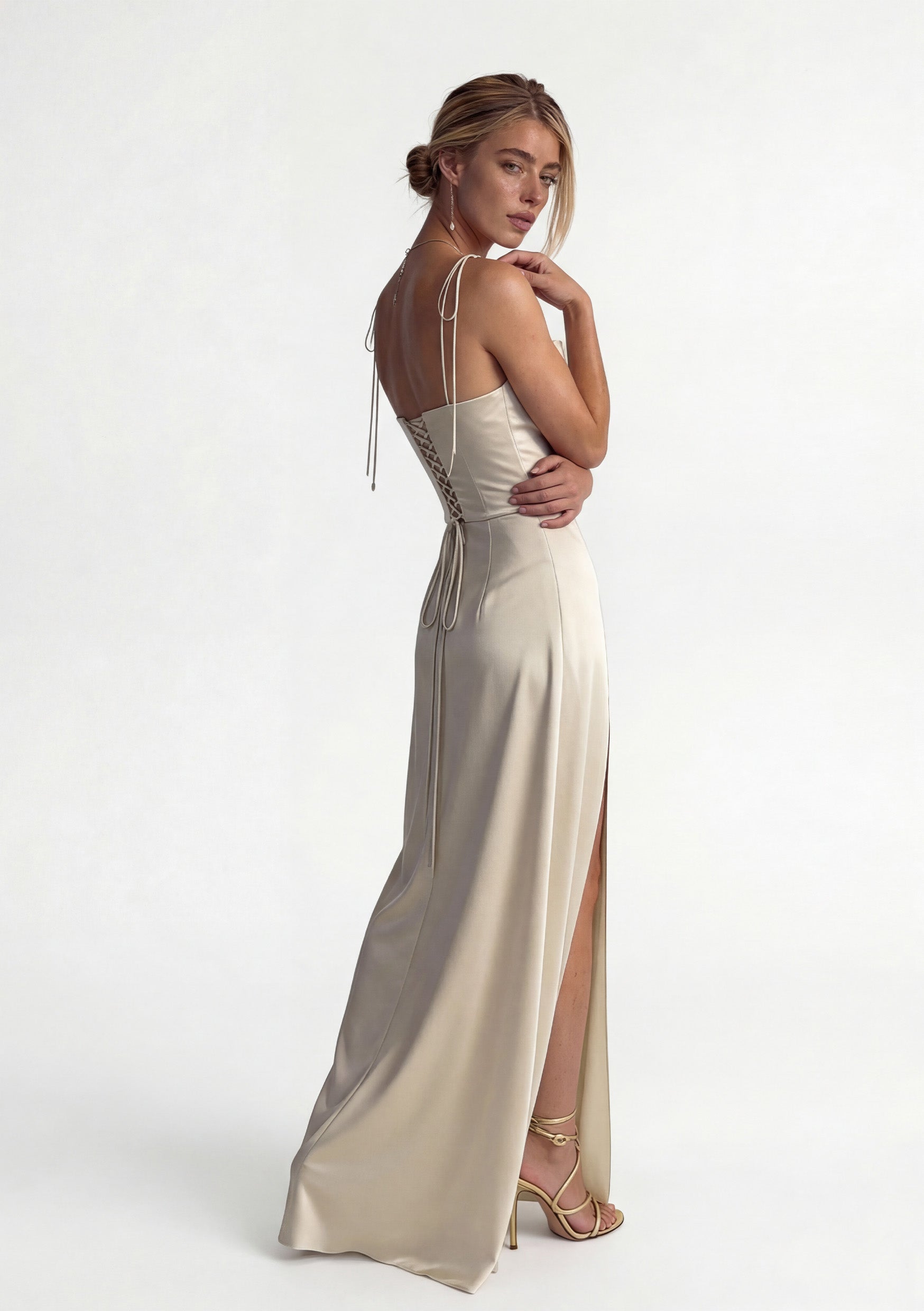 Ivory Satin Corset Mermaid Gown - Milk Mermaid