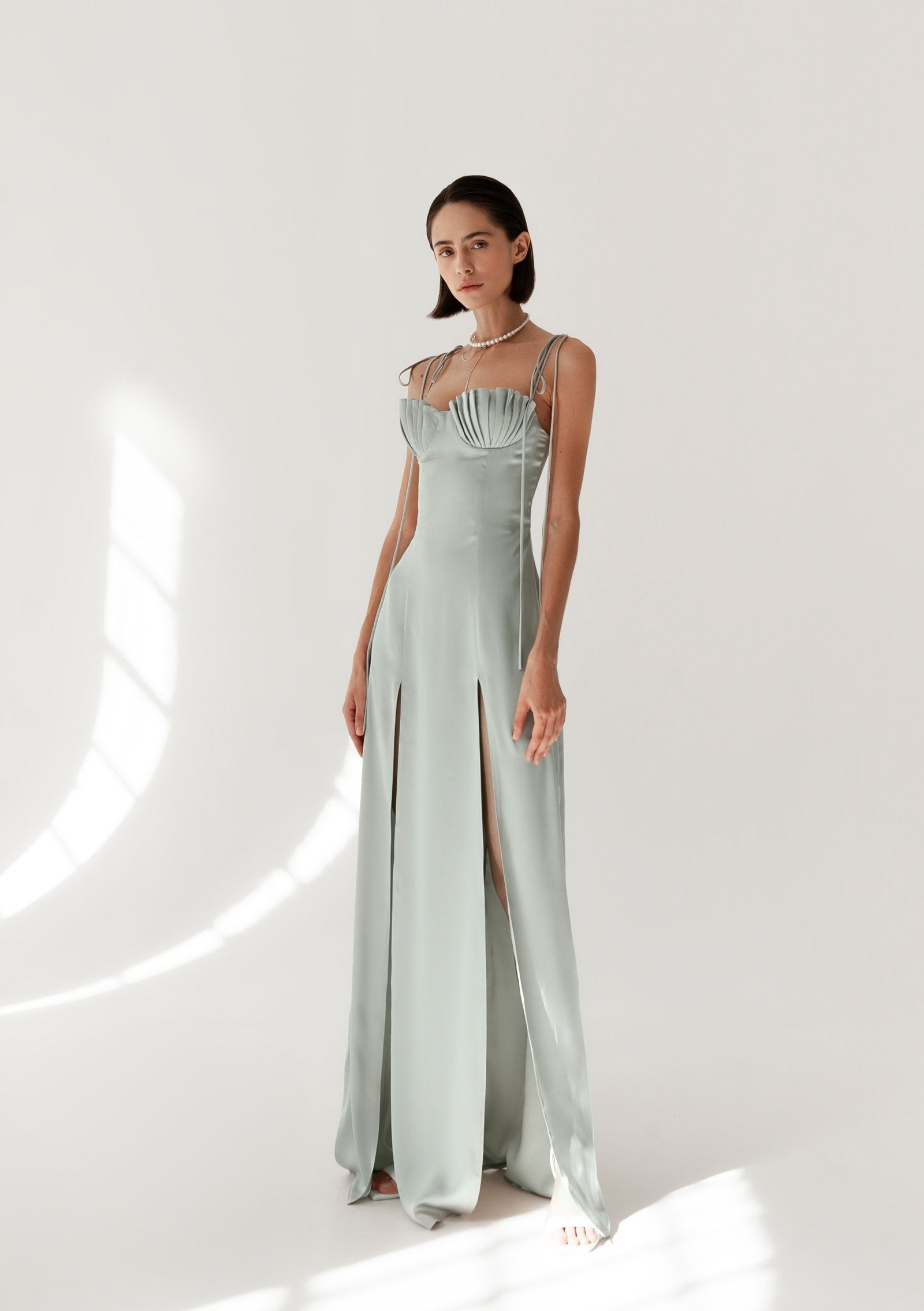 mint green mermaid bridesmaid dresses Zapaka Women Mint Green Satin Long Bridesmaid Dress with Slit Ruched Mermaid Sweetheart Strapless Wedding Guest Dress, Mint Green / US18W
