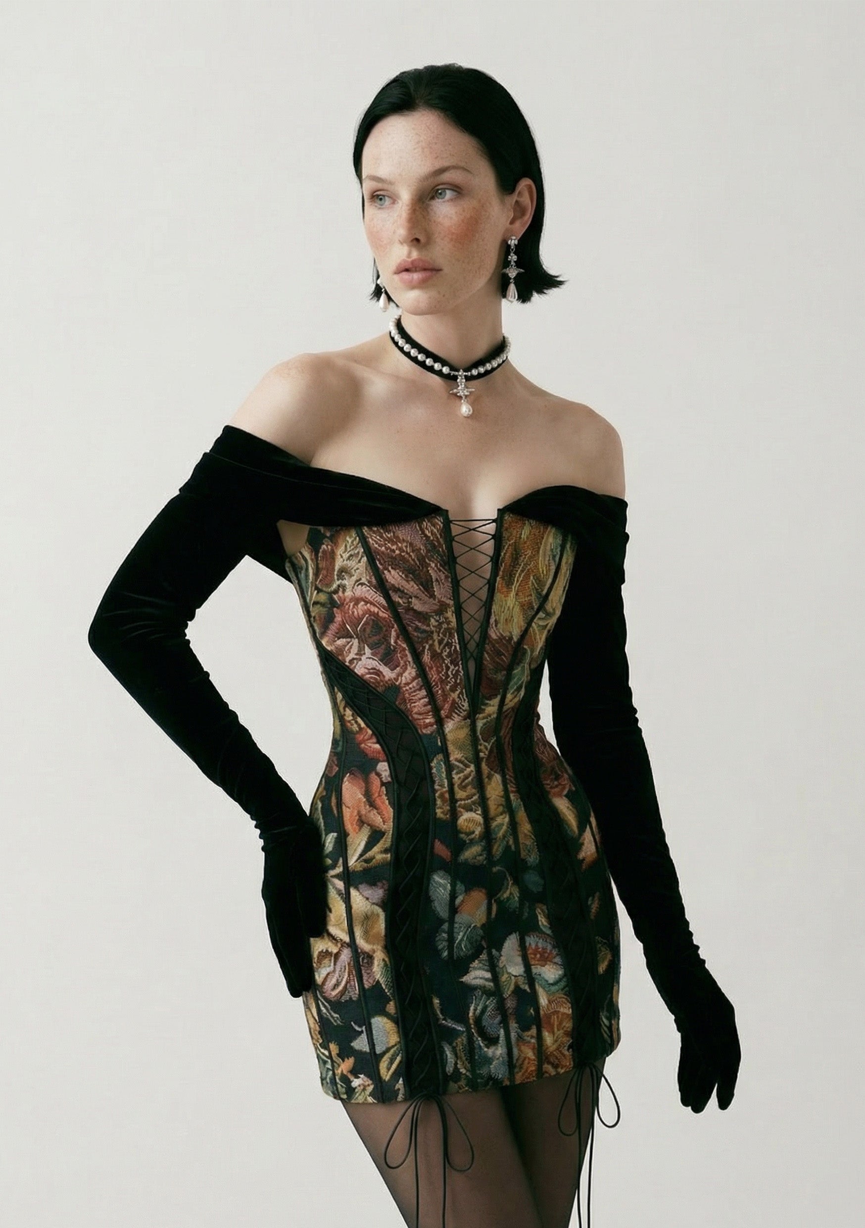 nocturne corset dress Nocturna - Tapestry Corset Mini Dress