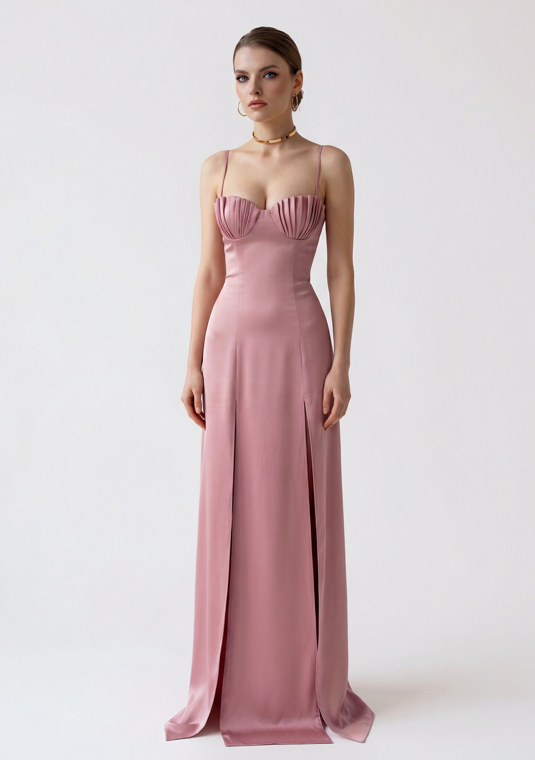 Pink Satin Corset Maxi Gown - Rose Mermaid | La Musa
