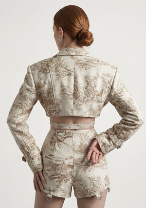 Savoy Blazer toile tapestry corset blazer back view cropped silhouette