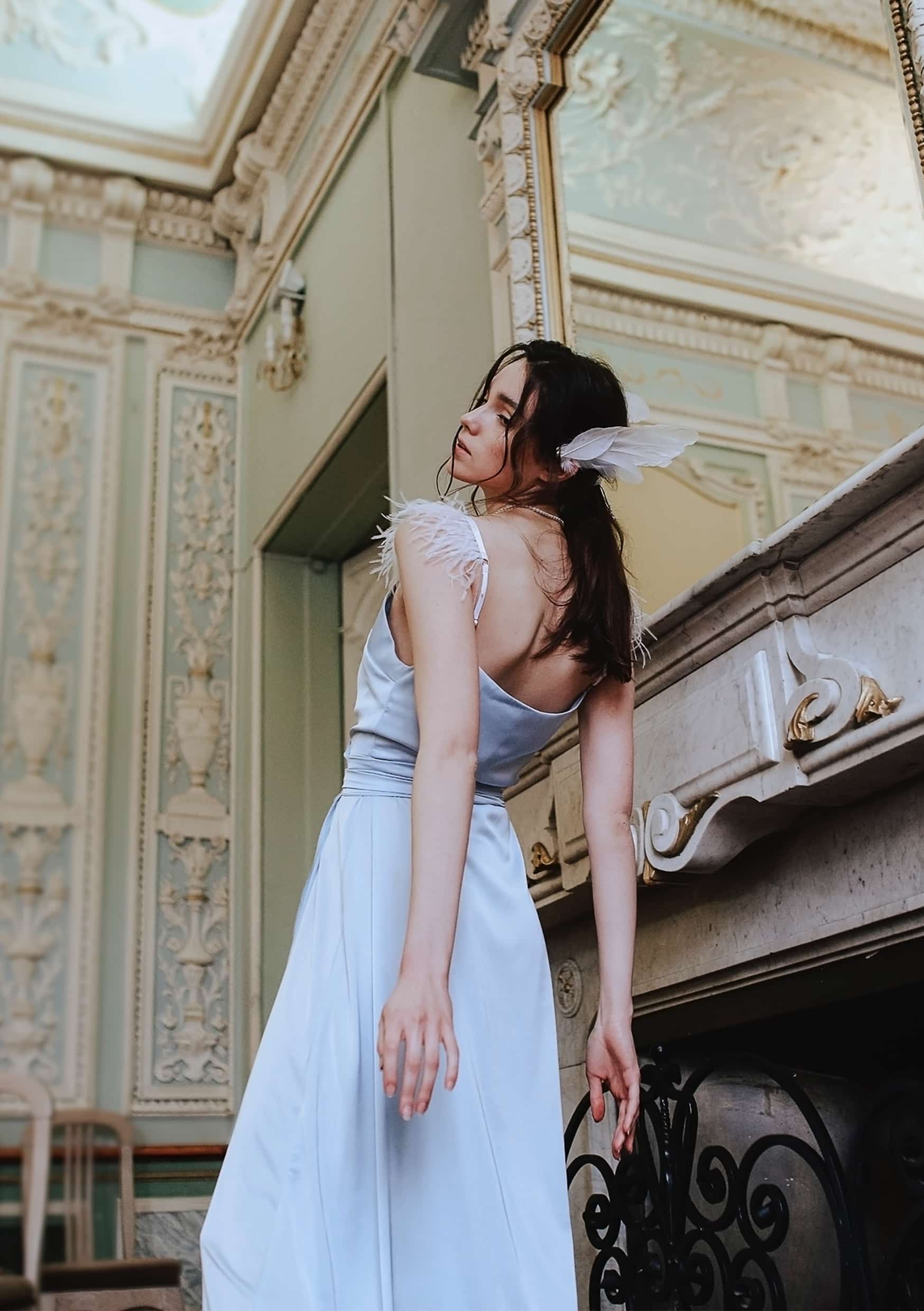 light blue satin wrap dress S Sky Blue Silk Wrap Maxi Dress Elegant Spring Summer Occasion Dress