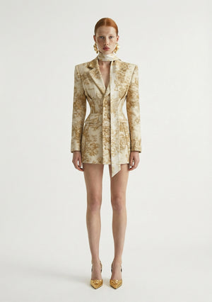 gold blazer dress Versailles Mini — Sculpted Toile Blazer Dress L