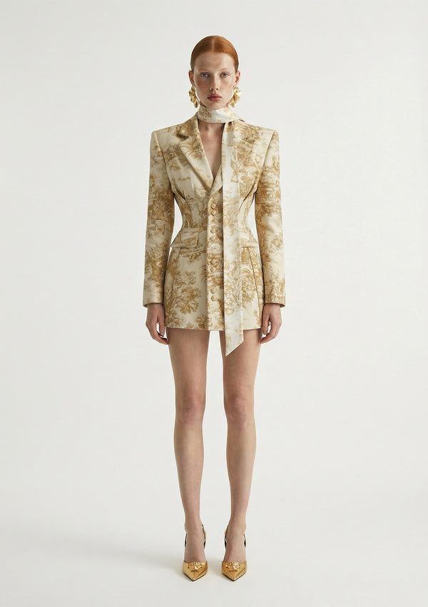 Versailles Mini — Sculpted Toile Blazer Dress