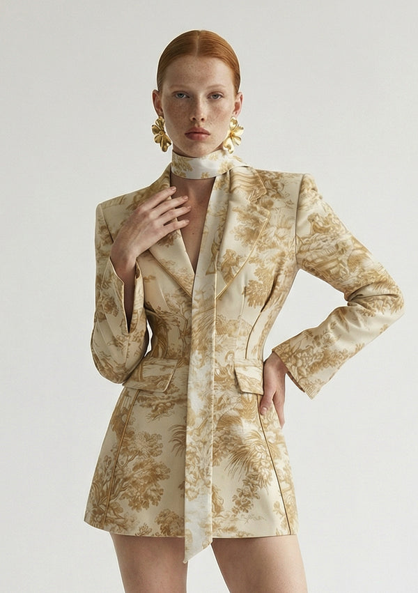Versailles Mini — Sculpted Toile Blazer Dress