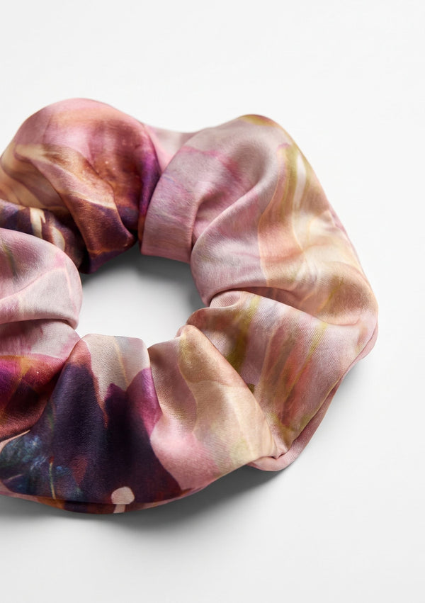 Opalia oversized scrunchie in watercolor floral print in pink, ivory and deep violet