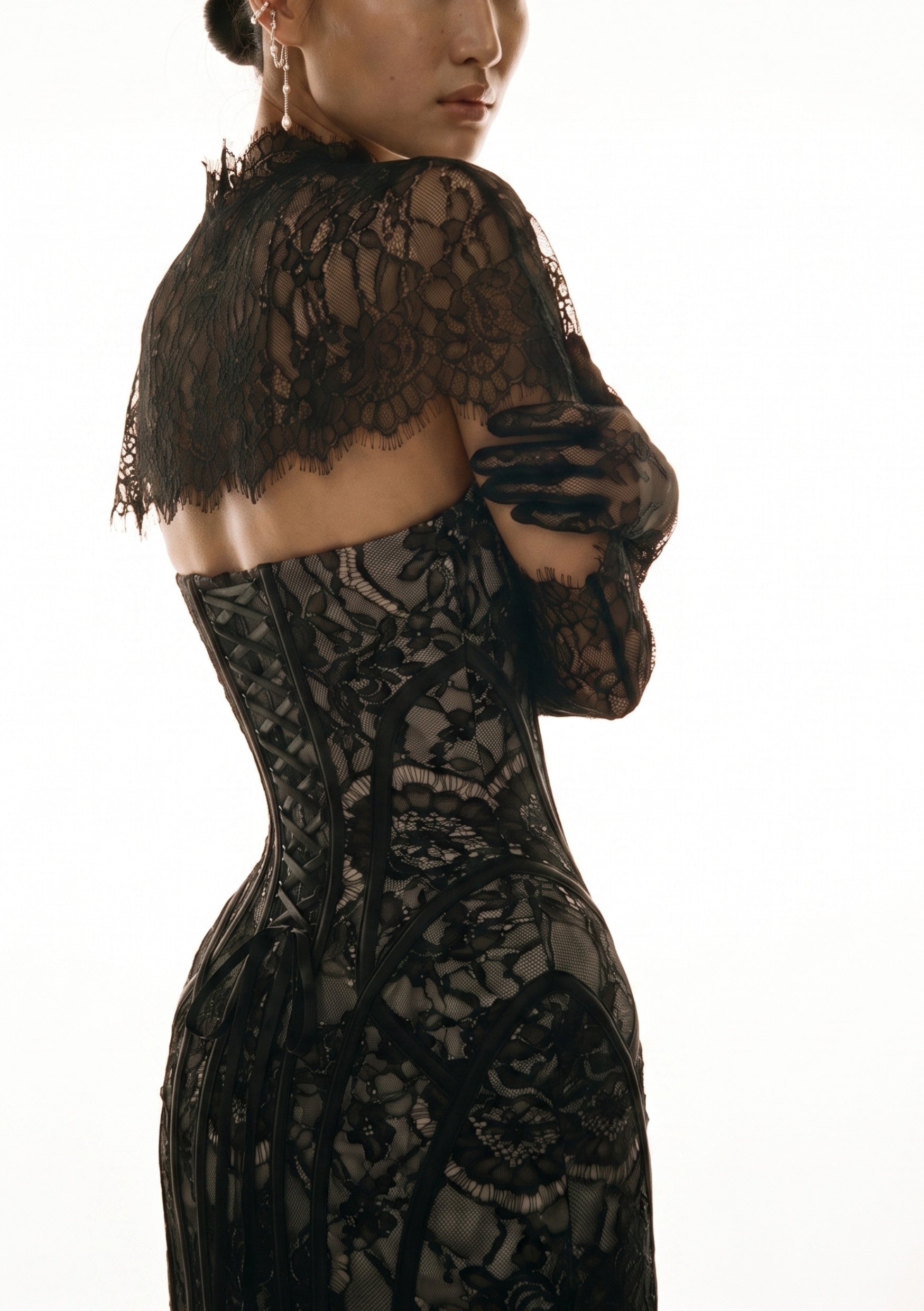 Black Lace A-Line Corset Mini Dress - Eclipse