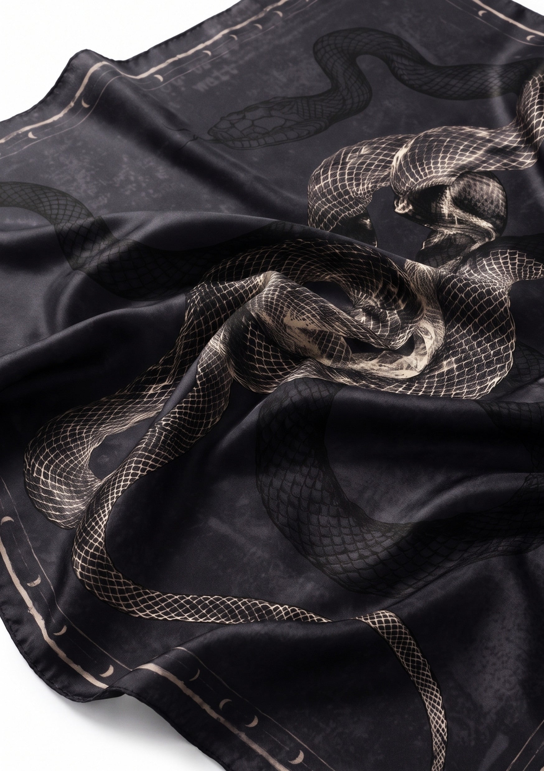 Black Snake Print Silk Scarf - Temptation | La Musa