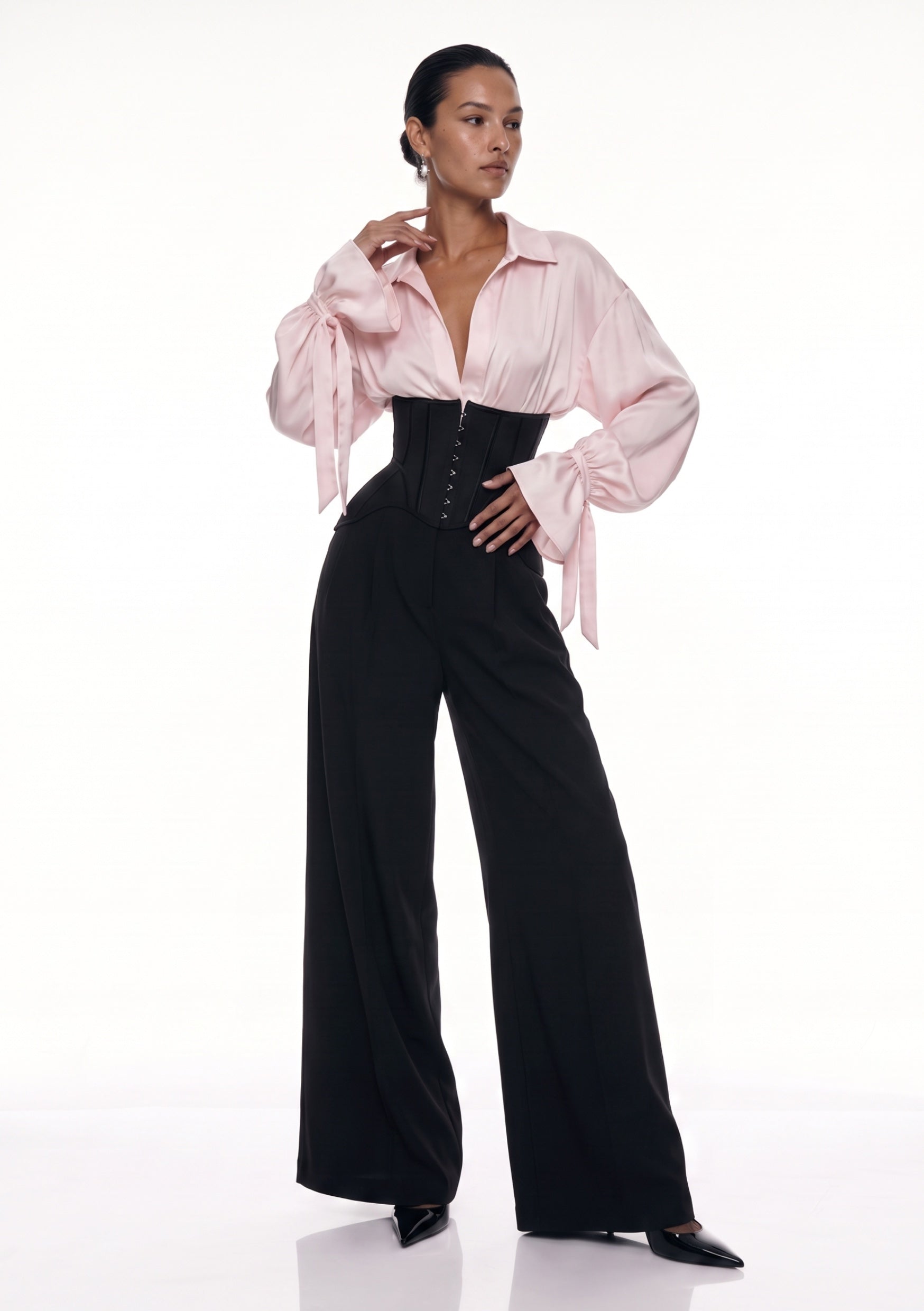Black Satin Strapless Corset Top | La Musa