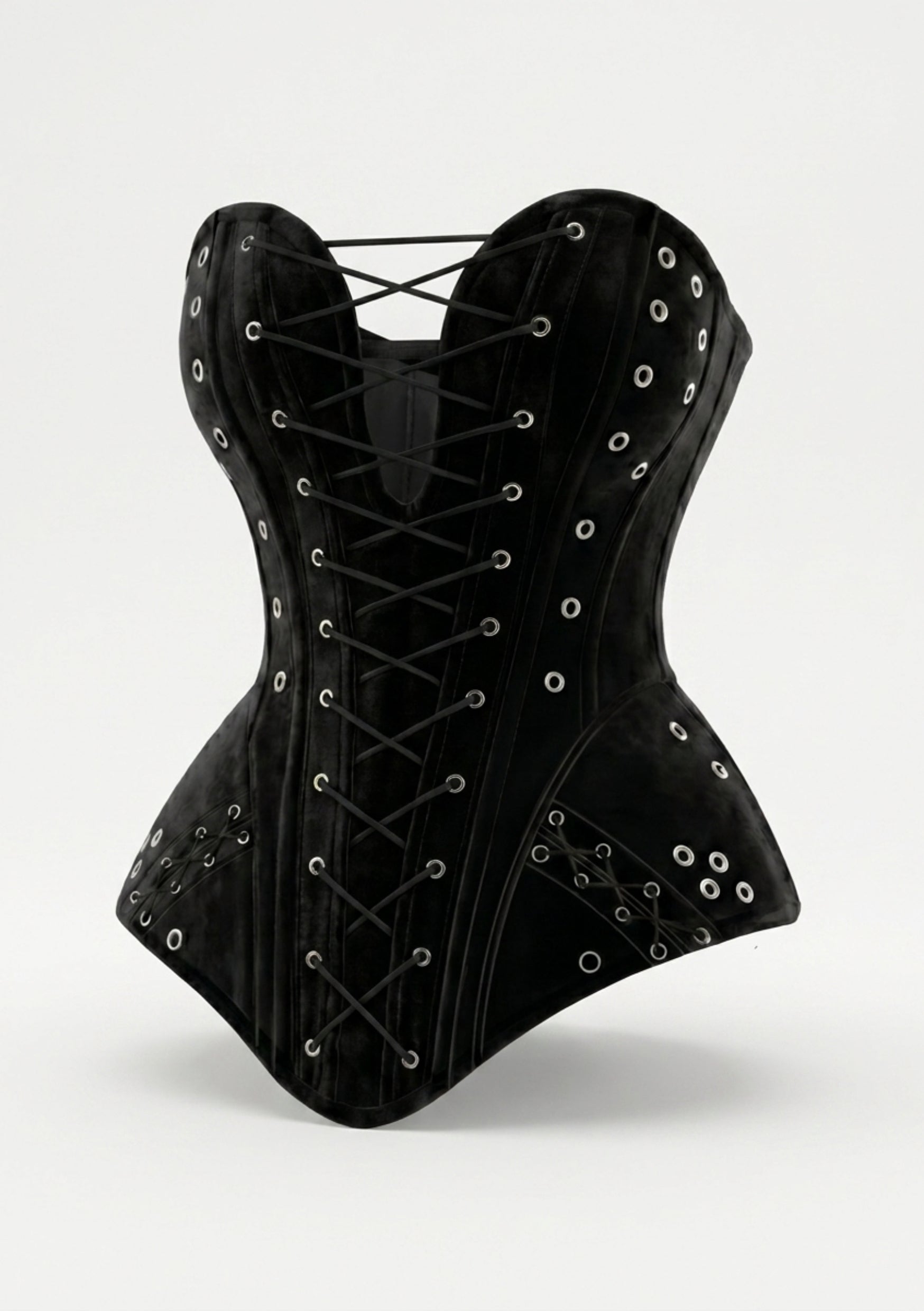 Black Velvet Lace-Up Overbust Corset - Midnight | La Musa