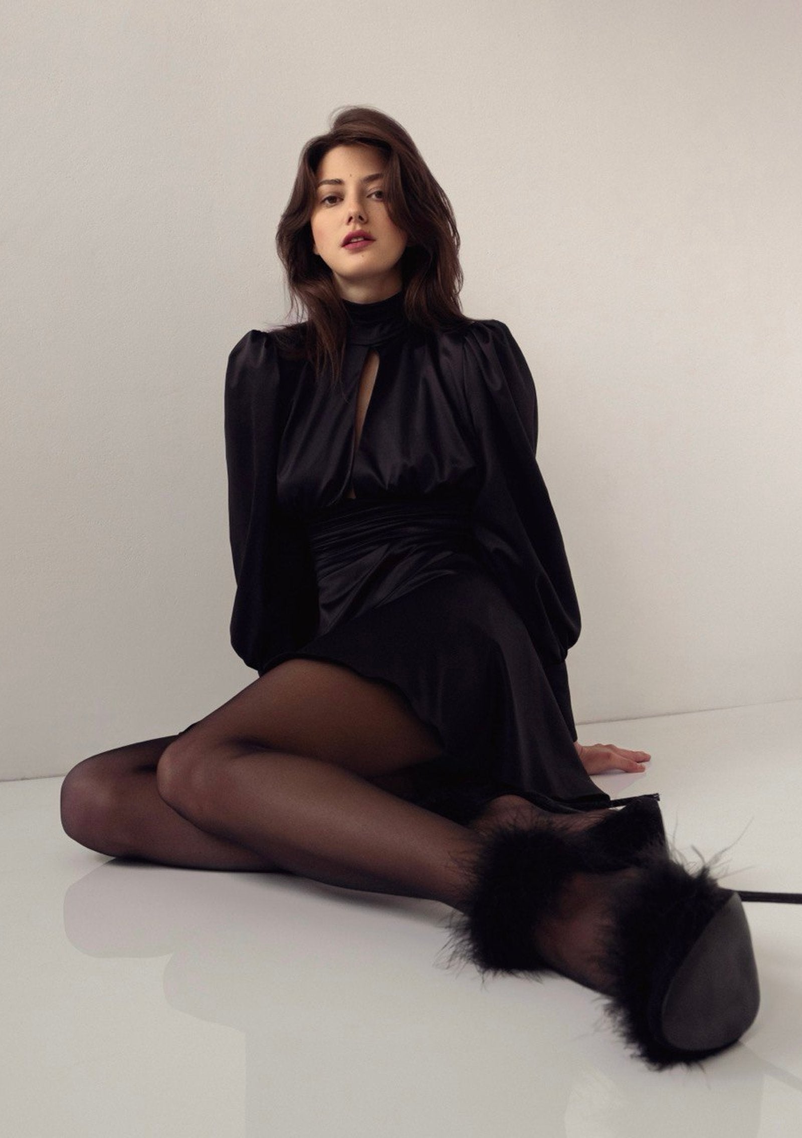 Satin Open-Back Mini Cocktail Dress - Black Paris